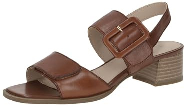 CAPRICE Sandali da donna con tacco in pelle Eleganti, Marrone (Cognac Nappa), 37 EU