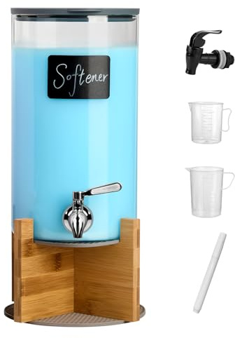 Spreccio Glass Laundry Detergent Dispenser with Holder,1.1 Gallon Laundry Liquid Dispensers with Stainless-Steel Tap,Large Glass Fabric Softener Containers with Stand for Laundry Room Organization