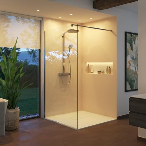 empasa Glas Duschwand Duschabtrennung Duschtrennwand für Walk-In Dusche mit Nanobeschichtung, 8 mm ESG-Sicherheitsglas, Zubehör chrom, Größe:80 x 200 cm, Glasfarbe:klarglas