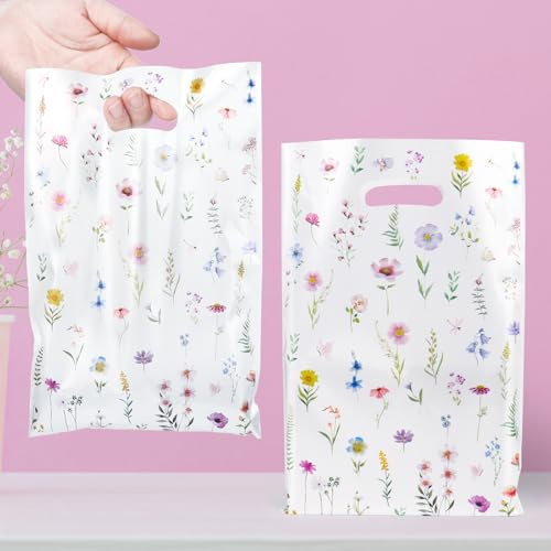 30 Pièces Sac Cadeau Motif Fleur Sachet Emballage Cadeau pour Fête Anniversaire Enfant 25x16.5cm