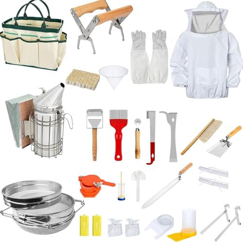 Imker Zubehör,Imkereibedarf Zubehör,Imker Set,Imkerbedarf, 32-teiliges Bienenzucht-Starter-Set,J-Haken, Rahmengriff, Imkerei-Werkzeuge und Zubehör, für Imkereibedarf, Starterset