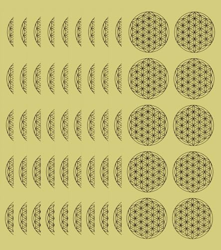 T TAKONE Pegatinas de la flor de la vida, 100 unidades/juego, recubiertas, en relieve en caliente, doradas, 50 x 50 mm, diseño de flor de la vida, autoadhesivas