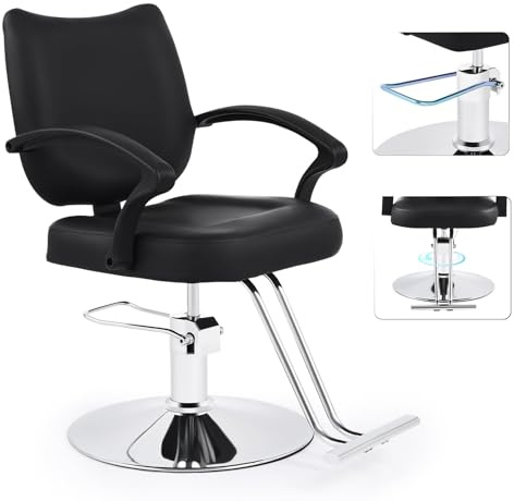CO-Z Poltrona da Parrucchiere Sedia da Barbiere Moderna con Girevole a 360° e Altezza Regolabile 15 cm Pompa Idraulica Capacità 250 kg per Parrucchiere Salone di Bellezza Tatuaggi