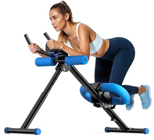 OWLSKY Ab Machine, Adjustable Ab Trainer Machine for Abs Workout at Home Gym, Foldable, Knee Protection, LCD Monitor, Device Holder, 400 LBS,Abdominal Trainer for Stomach Workout,Blue