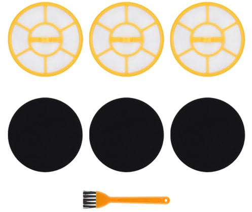 6 pièces Filtre de Rechange Compatible avec les aspirateurs Kache VC3 1.198-125.0, 2.863-238.0 - Kit de Filtres avec 3 filtres à poussière, 3 mousses spéciales et brosse de nettoyage