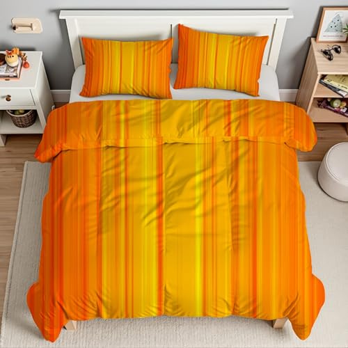 Piumino Matrimoniale Arancione Trapunte Linee Piumone Imbottito Resistente Lavabile, Super Morbida Trapunta, piumini 220x240 cm in Microfibra Reversibile e 2 Federa 50x80 cmT5