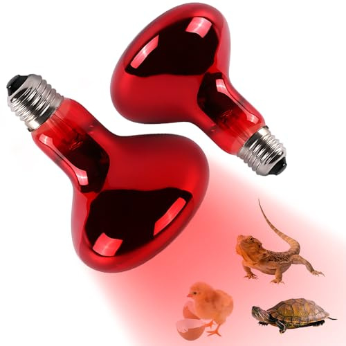 Lampada Infrarossi Riscaldante, Rakuker 2 Pezzo 100W Lampada Riscaldante,Lampade Riscal-danti per Rettili Animali,Lampadina Riscal-dante E27,Lam-pada Ris-caldante per Pulcini Tartarughe Cani Lucertole