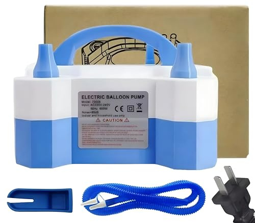Elektrisk Ballongpump, Automatisk Dubbelmunstyckspump Med Fästverktyg, Ballongpump Kraftfullt Alternativ Till Handpumpar För Födelsedagar, Fester Och Dekorationer Blue with extension hose