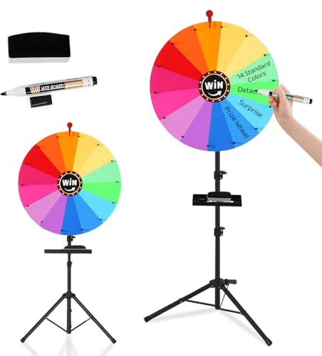 SKIKHN Roue de la Fortune, Roue de Jeu de Mariage de 60cm, 14 Slots R-OUE de Loterie, pour Jeux de Loterie, Jeux de Mots, Carnaval, Fête