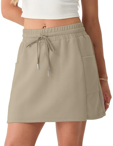 GRECERELLE Women's Athletic Skirts Tennis Elasticated Waist Mini Skirt A Line Summer Casual with 2 Deep Side Pockets