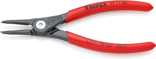 Knipex Pinza di Precisione per Anelli di Sicurezza Esterni Su Alberi Bonderizzata Grigia, Rivestiti in Resina Sintetica Antiscivolo 140 Mm (Confezione Self-Service/Blister) 49 11 A0 Sb