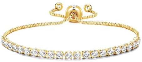 Philip Jones 18k Gold Plated Solitaire Friendship Slider Bracelet Created with Zircondia® Crystals