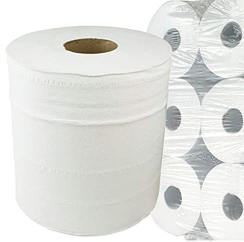 6 Pack Centrefeed Rolls White 2ply Paper Towels Embossed Wiper Cleaning Multipurpose Roll