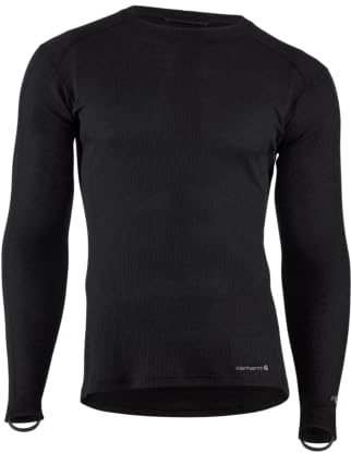 Carhartt Men's Black Base Force Midweight Long Sleeve Crew Neck T-Shirt, Medium