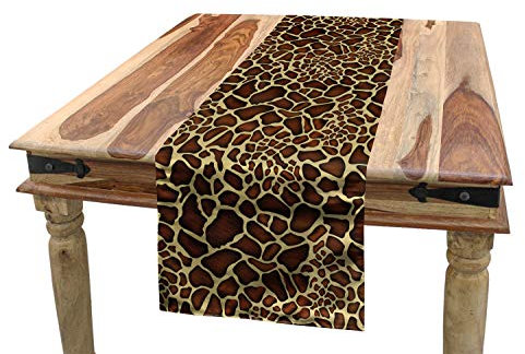 ABAKUHAUS Sambia Tischläufer, Giraffe Haut-Muster, Esszimmer Küche Rechteckiger Dekorativer Tischläufer, 40 x 225 cm, Redwood