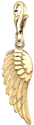 Nenalina goldener Engel Flügel Karabiner Charm Anhänger für Bettelarmband aus 925 Sterling Silber 0401542119