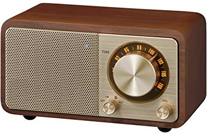 Sangean WR-7GW Wood Cabinet Mini Bluetooth Speaker with FM Tuner and Aux-in Special Edition Color Gold/Walnut