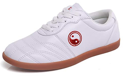 meng Taekwondo Shoes, Breathable Martial Arts Sneakers, Sport Boxing Kung Fu TaiChi Lightweight Shoes For Adults And Children (Color : White, Size : 39)