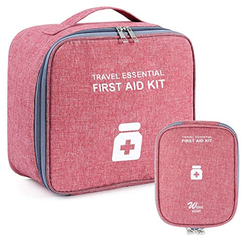 JOKILY 2stk Medikament Tasche Große Kapazität, Medikamententasche Tasche Reise Set, Tragbar wasserdichte Medizin Aufbewahrungstasche, Medikamenten Aufbewahrung für Home Office Reisen Outdoor (Rot)