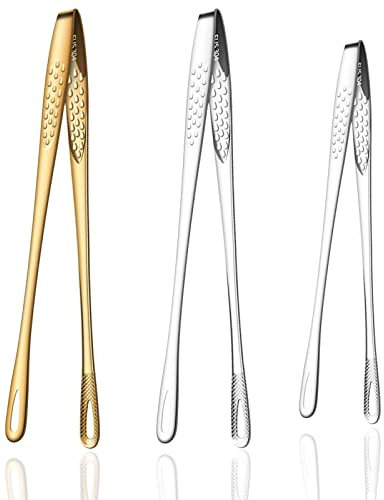 3 pinzas de barbacoa de acero inoxidable, pinzas coreanas para barbacoa SUS304, de acero inoxidable, portátil, para el hogar y exteriores (11 pulgadas, 9.4 pulgadas)