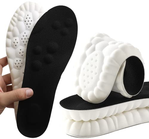 Innersulor i minnesskum med fotvalvsstöd, för dam och herr, iläggssulor med komfortmassage, skoinlägg för träningsskor, sneakers, sportskor, arbetskängor, andningsbara, stötdämpning (svart, 8/8,5 UK)
