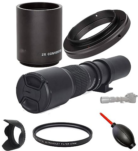 OPTURA HD 500mm/1000mm f/8 Manual Telephoto Lens for Sony a7r, a7s, a7, a6500, a6300, a6000, a5100, a5000, a3000, NEX-7, NEX-6, NEX-5T, NEX-5N, NEX-5R, 3N and Other E-Mount Digital Mirrorless Cameras