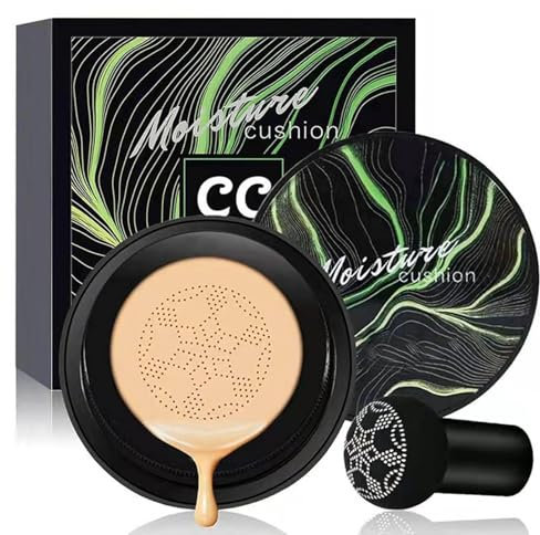 Stronrive Base De Maquillaje CC Cream Con Cojín De Aire Cabeza De Seta, BB Cream Foundation Makeup, Mushroom Head Air Cushion CC Cream, Corrector Hidratante Nude Makeup Iluminador Duradero