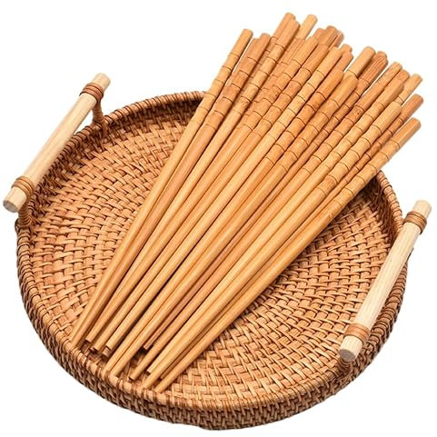 30 Paia Bacchette Intrecciate in Legno di Bambù Riutilizzabili, Naturali, Antiscivolo, Adatte per Principianti e Ristoranti