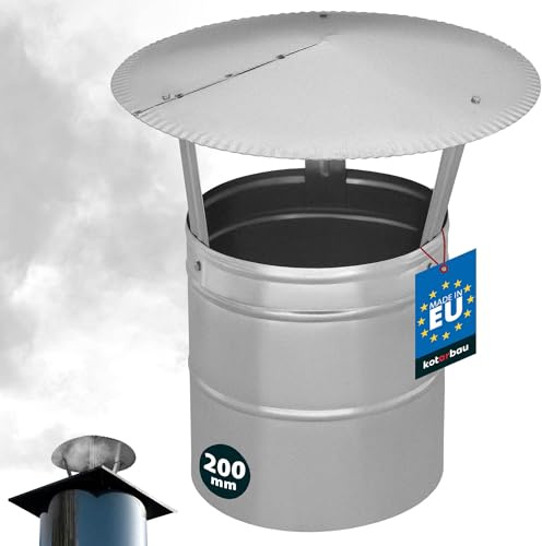 KOTARBAU® Schornsteinabdeckung - ø 200 mm - Kaminhaube - Schornstein Regenhaube - Kaminabdeckung - Schornsteinhaube - Kaminaufsatz - Rostbeständig - verzinkter Stahl - Silber