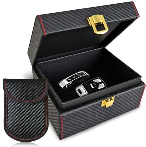 ELI73 Faraday Box & Pouch for Car Keys, Double-Layer Keyless Entry Car Key Signal Blocking Box, RFID Anti-Theft Faraday Cage, Car Key Fob Safe Protector, ELI-FB-CARB-B2B