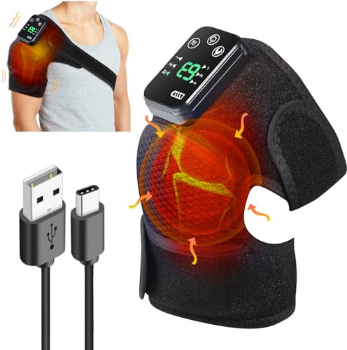 Masajeador de rodilla, inalámbrico con calefacción, soporte de rodilla con masaje, masajeador de calefacción recargable con infrarrojos y vibración para relajación de rodilla/codo/hombro,