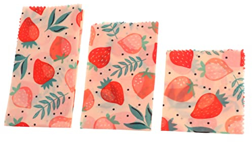 minkissy 3pcs Organic Beeswax Wraps Food Preservation Cloths Reusable Cotton Fabrics for Home Kitchen