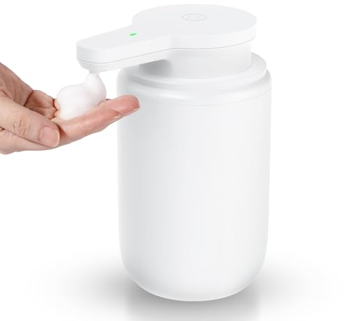 Automatic Foaming Soap Dispenser, Rechargeable Touchless Foam Hand Soap Dispenser for Bathroom, Soap Pump for Kitchen, Water-Resistant, Xmas Gift 10oz