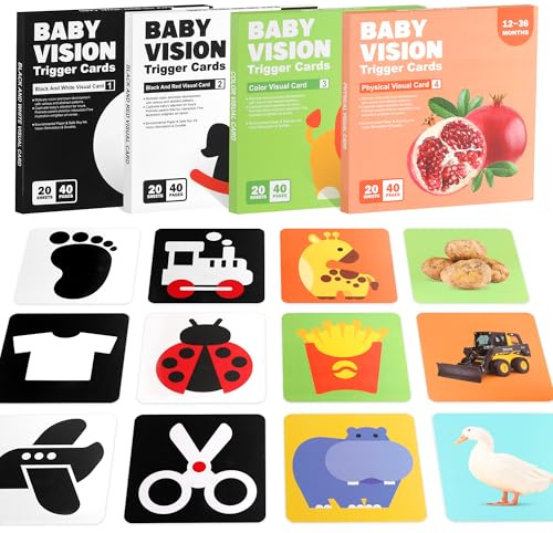 Flashcards Bebe Juguetes,80 Piezas Tarjetas de Estimulacion Visual para Bebés Bebes Tarjetas Negras y Blancas Tarjeta Visual de Alto Contraste para Bebés de 0-36 Meses