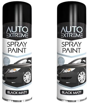 MIXEL All-Purpose Black Matte Spray Paint, Fast-Drying, Long-Lasting, Excellent Adhesion Coverage, Protective Coating Against Moisture, Rust, And UV Exposure (2PCS)