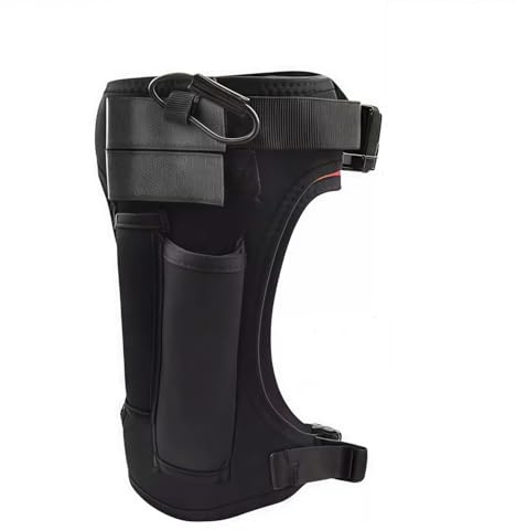Easnea Neoprene Knife Holder, Adjustable Elastic Scuba Diving Knife Wrap Sheath Leg Strap Thigh Knife Holster with 2 Pockets for Hiking Rafting Boating Fishing Snorkeling (Black)