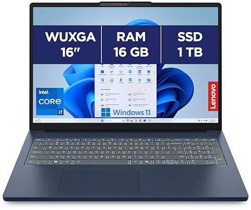 Lenovo IdeaPad Slim 3 16IRH10 - Ordinateur Portable 16'' WUXGA (Intel Core i7-13620H, RAM 16Go, SSD 1To, Intel UHD Graphique, Windows 11 Home) Clavier AZERTY Français - Bleu
