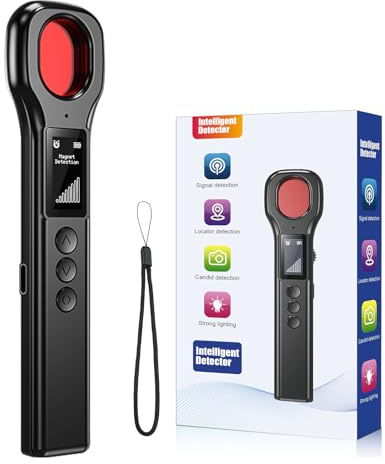 LONGYI Rilevatore di Cimici, Rilevatore microspie Professionale di Telecamere Nascoste e Telecamere Segrete, con Display LED HD, Fino a 10 ore di Autonomia, ideale per Hotel