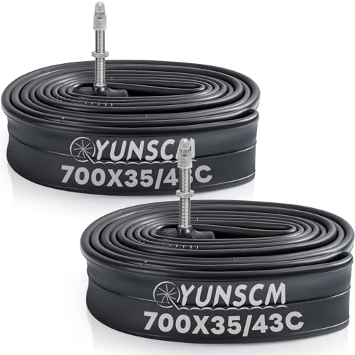 YunSCM 2-PCS 35/43-622 700C Chambre à air 700x35C 700x38C 700x40C 700x43C RFV40mm Presta Valve Removable Compatible with 700x35c/38c/40c/43c Road/MTB vélo Pneu Chambre à air