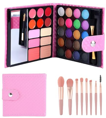 GWAWG Princess Beauty Set, kit di trucco in 32 colori con 8 pennelli lavabili, cosmetico quadrato carino, portatile, ideale per spettacoli teatrali, Natale, Halloween, festa di compleanno