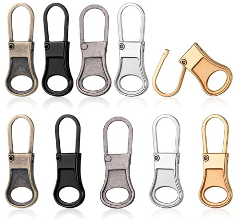 SWYZOR Tirette Fermeture Eclair,Lot de 10 Tirette de Fermeture éclair,Détachables de Rechange,pour Vestes, Jeans, Valises, Pantalons, Bagages