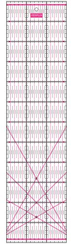 SEMPLIX Patchwork-Lineal Quilt-Lineal, transparent, mit cm-Skala und Winkelfunktionen, ideal für Patchwork und zum Basteln, 60 x 15 cm (pink)