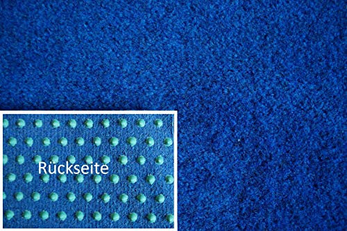 Rasenteppich Kunstrasen Premium blau Velours Weich Meterware, verschiedene Größen, mit Drainage-Noppen, wasserdurchlässig (400x500 cm)