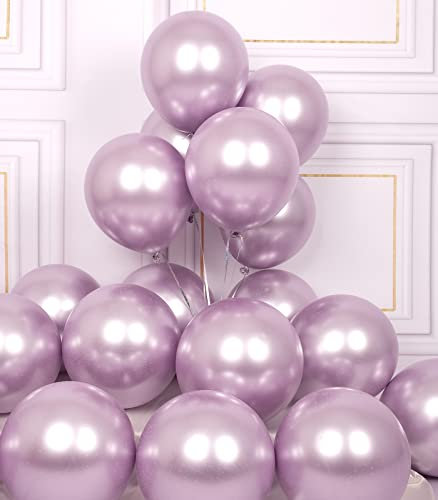 AULE Palloncini Lilla Metallizzati: 50 Pezzi 30cm Lavanda Palloncini Cromati Lucidi Glicine Palloncino In Lattice ad Elio per Feste di Compleanno Baby Shower Matrimoni San Valentino