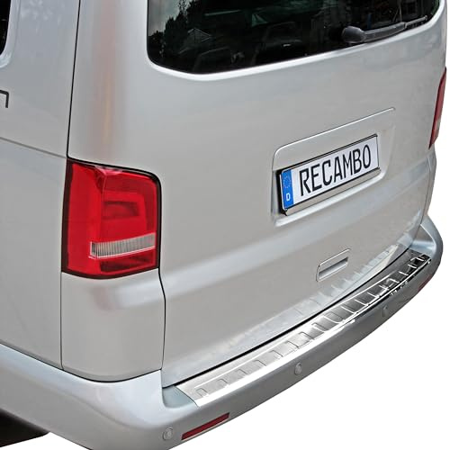Recambo | Protector de Parachoques trasero | Compatible con VW T6 | a partir de 2015 | Acero Inoxidable Cromado | Protección borde de carga