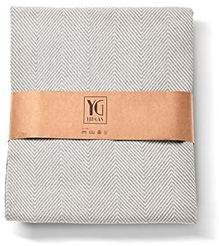 YENGAS Tagesdecke XXL, 200 x 230, Große Wohndecke, Bettüberwurf, Couchdecke, Überwurf Decke für Sofa & Bett, Allrounderdecke, 85% Baumwolle & 15% Recyceltes Polyester, Grau, Fischgrät