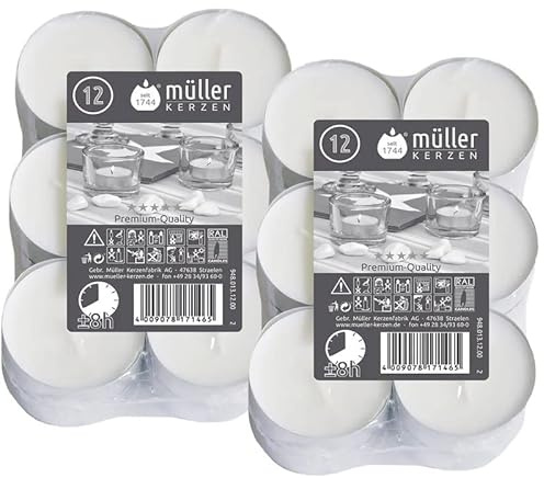 2 x 12 platta pack Ø 55 mm maxi lampor värmeljus värmeljus