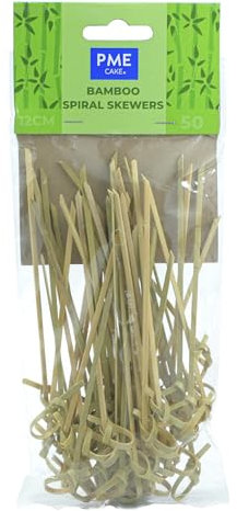 PME LSK178 Bamboo Spiral Skewers 12cm, Pack of 50, Brown