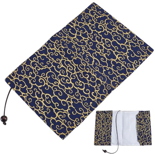 craspire Housse de Protection pour Livre A6 Anneaux, Tissu de Rangement avec Corde, Nuages Noirs, Tissu de Protection Lavable pour Les Amateurs de Livres, Carnets de Notes, Romans, Manuels