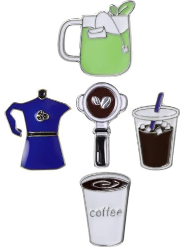 COLLBATH Kreative Kaffee Emaille Broschen 5 Stück Legierung Anstecker Für Kleidung Rucksack Hut Zubehör